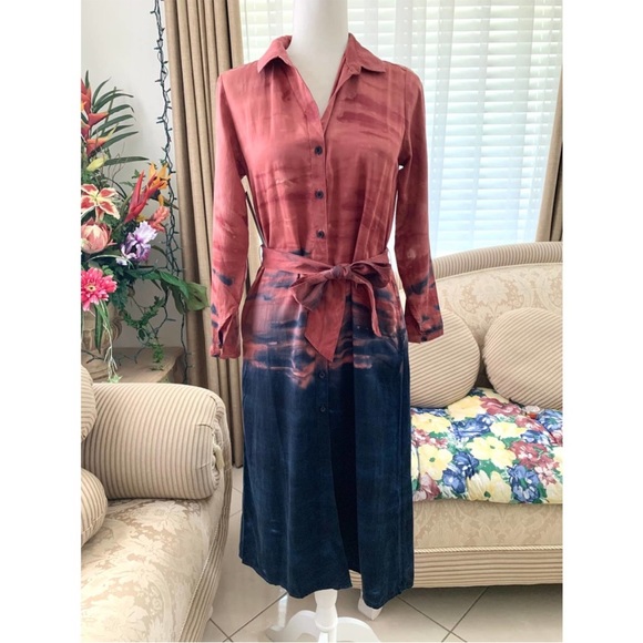Anthropologie Claudia Tie-Dye Maxi Shirtdress XSP - Picture 1 of 14